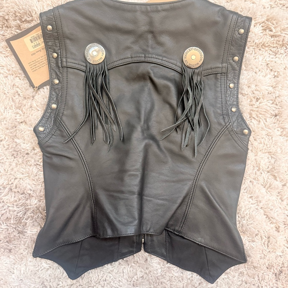 GORGEOUS DELUXE HARLEY DAVIDSON LEATHER VEST SZ SMALL - Picture 11 of 14